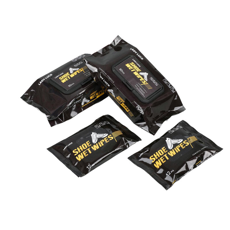 SJ09-LADY LUCK Black Series 12 PCS and 80 PCS Shoes Cleaning Wet Wipes