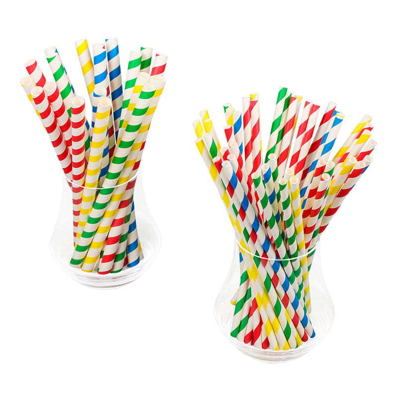 ZG04- JIAYAN Colorful Stripe Party Use Biodegradable Drinking Paper Straws