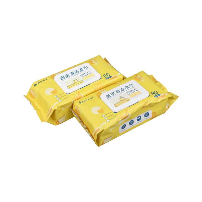 SJ06-LADY LUCK Yellow 40 PCS Kitchen Cleaning Wet Wipes