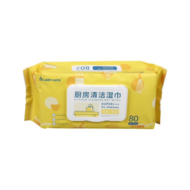 SJ06-LADY LUCK Yellow 40 PCS Kitchen Cleaning Wet Wipes