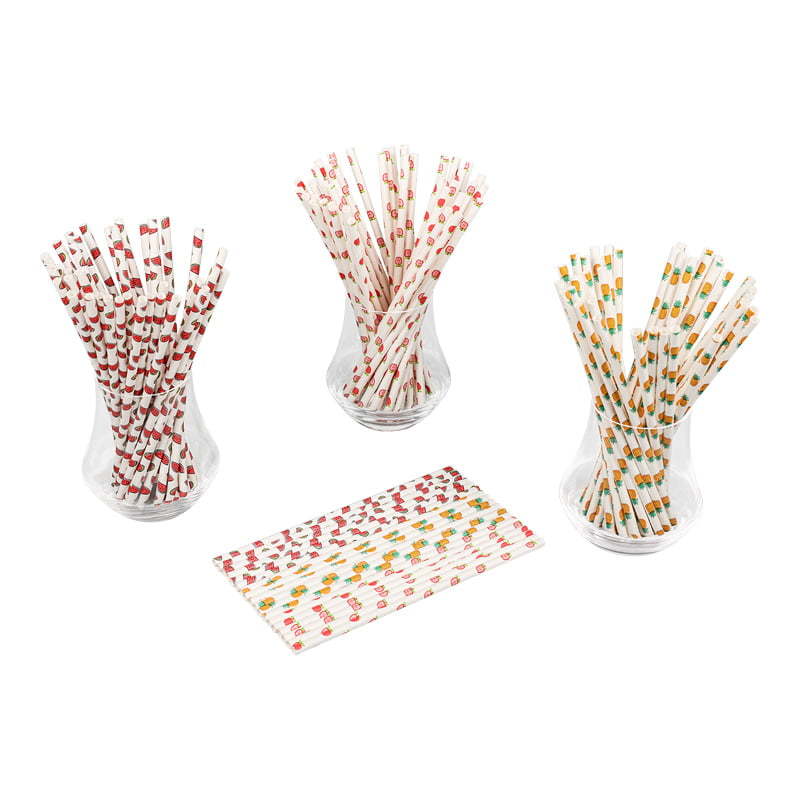 ZG02- JIAYAN Fruit Pattern Recyclable Party Drinking Printing Paper Straw