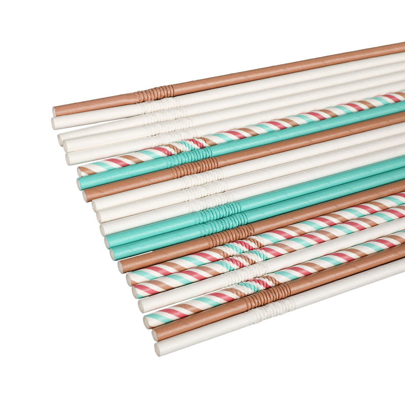 ZG05-JIAYAN Disposable Multi-color Optional Strip Printed Flexible Paper straws 