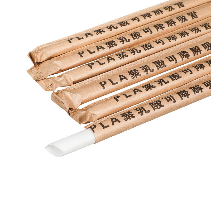 PLA03-JIAYAN Sharp End Individually Paper Wrapped PLA Drinking Straws