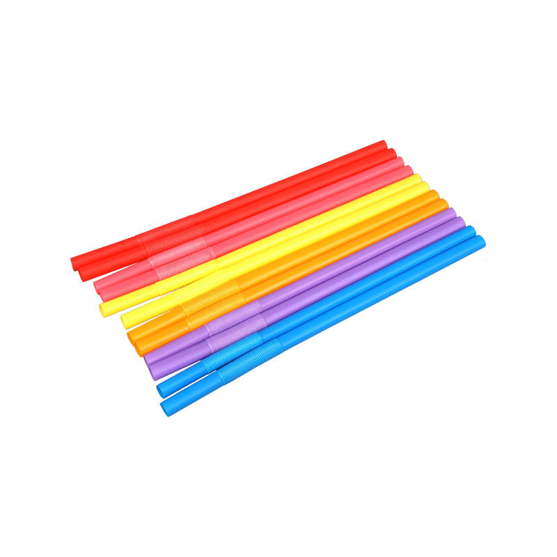 PP02-JIAYAN JUMBO Artistic Flexible Straw Multicolor Mix Plastic Drinking Straw