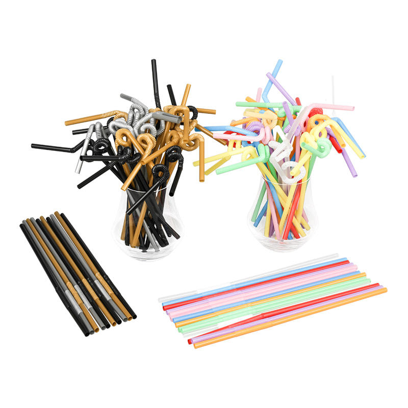PP01- JIAYAN Artistic Flexible Straw Multi-color optional Plastic Drinking Straw