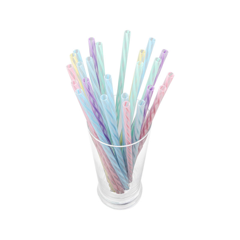 ZX07-JIAYAN PETG Hard Straight Spiral Colorful Reusable Drinking Straw