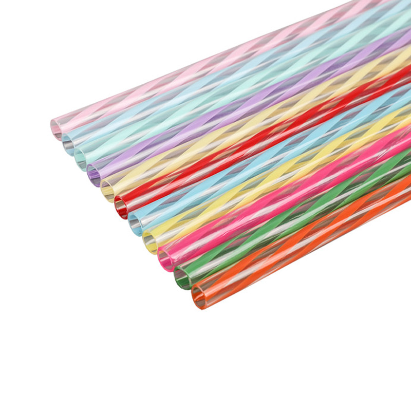 ZX07-JIAYAN PETG Hard Straight Spiral Colorful Reusable Drinking Straw